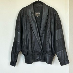 Vintage 80's Black Leather Jacket by Vera Pelle® Made in Italy